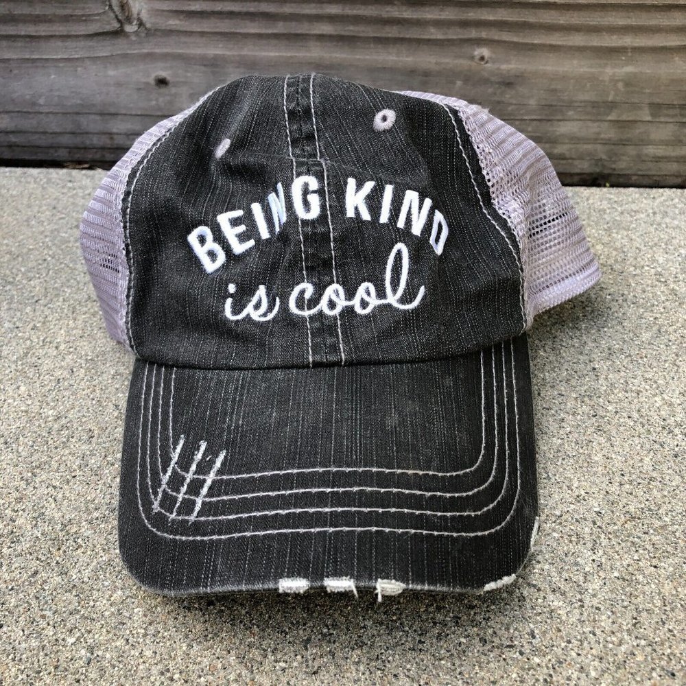 MEGA CAP BEING KIND IS COOL Trucker Hat Unisex Grey Adjustable Cap Baseball‌‌